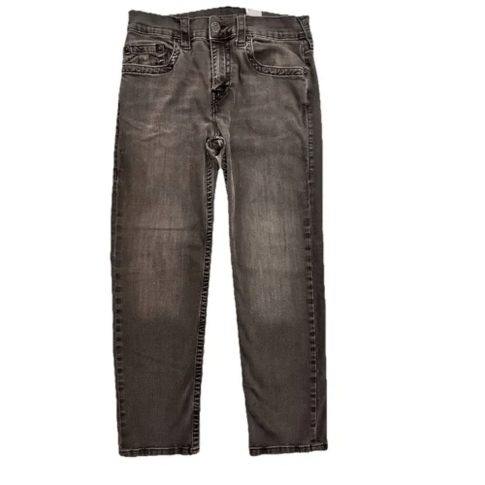 True Religion Devin Loose‎ Straight Leg Washed Black Jeans Size 33x29 Y2K Stack